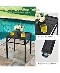 Sugift 3 Pieces Patio Rattan Bistro Set with High Backrest and Armrest