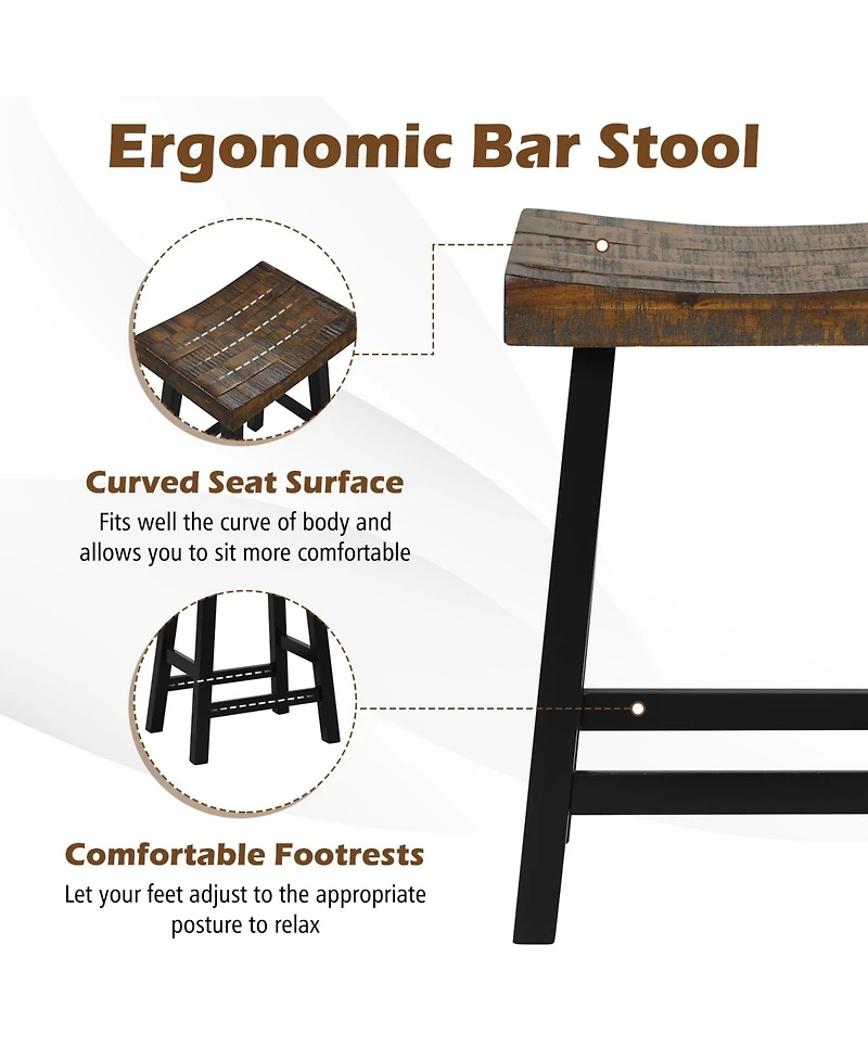Sugift Solid Wood Saddle-Seat with Curved Seat Surface and Comfortable Footrests