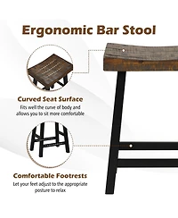 Sugift Solid Wood Saddle-Seat with Curved Seat Surface and Comfortable Footrests