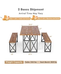 Sugift 6-Person Outdoor Patio Dining Table Set with 2 Inch Umbrella Hole