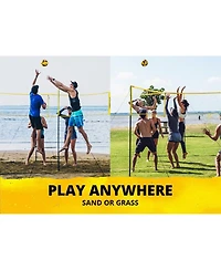 Crossnet Four Square Volleyball Net and Game Set with Carrying Backpack & Ball