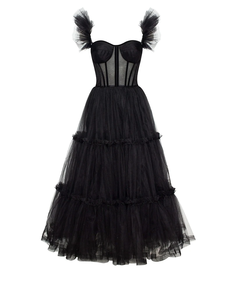 Milla Women's Ruffled Tulle Midi Dress