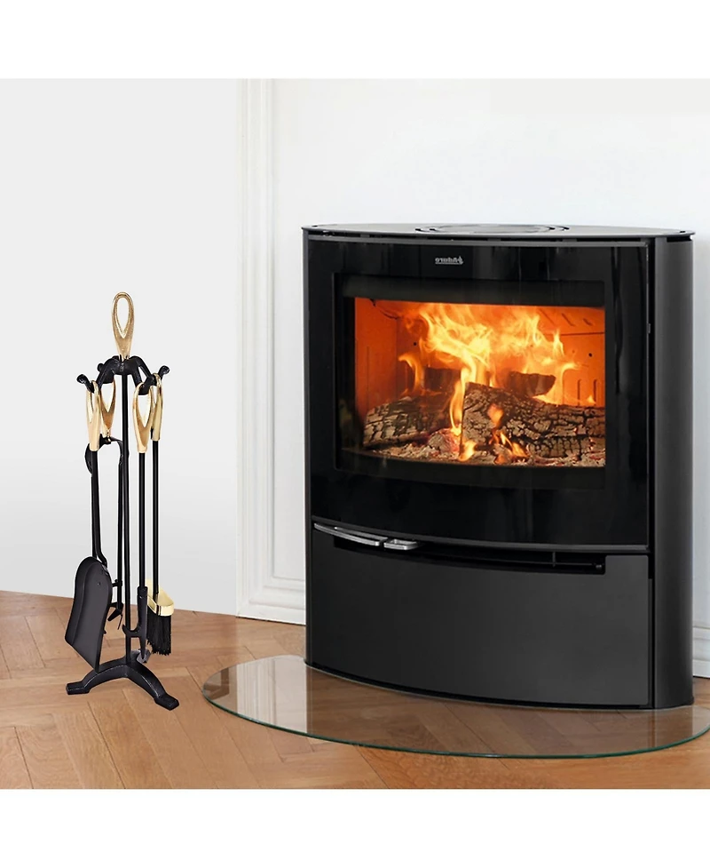 Sugift 5 Pieces Stylish Gold Iron Fireplace Tools Set