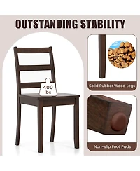 Sugift Set of 2 Wood Dining Chairs with Solid Rubber Wood Legs-Brown