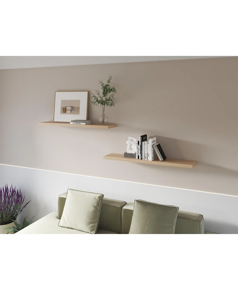 Fm Furniture Greer Floating Shelf in Melamine x2, Light Pine