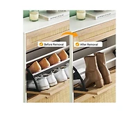 gaomon Shoe Cabinet, Rattan Shoe Cabinet with 3 Flip Drawers, Hidden Shoe Organizer for Entryway or Hallway with Metal Legs, Narrow Shoe Rack Cabinet