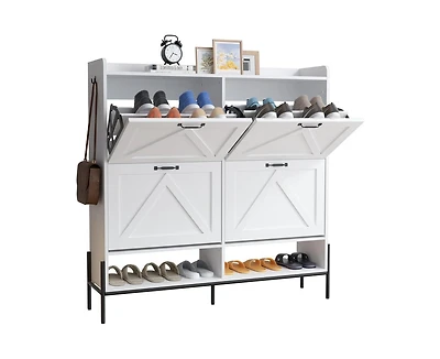 gaomon Shoe Cabinet with 4 Flip Drawers,Freestanding Shoe Storage Cabinet Organizer for Entryway,Shoe Rack Cabinet,Dry and Wet Separation Shoe Organiz