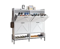 gaomon Shoe Cabinet with 4 Flip Drawers,Freestanding Shoe Storage Cabinet Organizer for Entryway,Shoe Rack Cabinet,Dry and Wet Separation Shoe Organiz