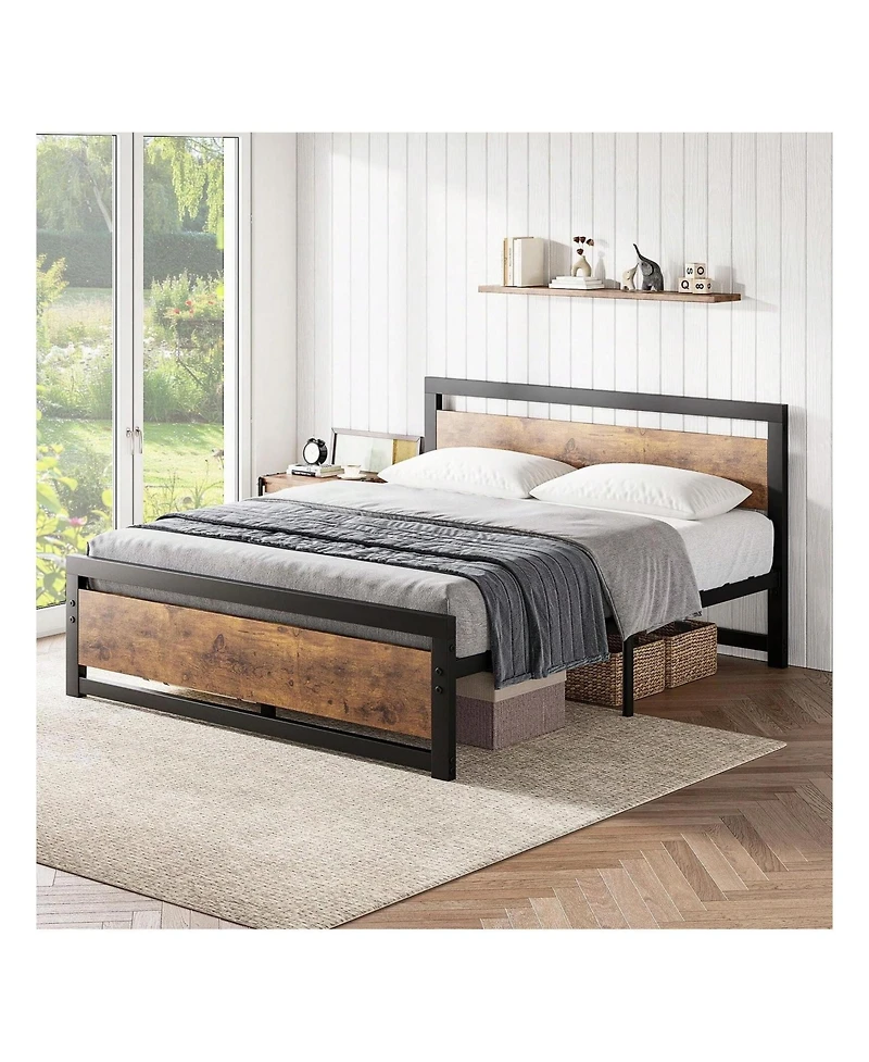gaomon Bed Frame With Headboard, Industrial Platform Bedframe No Box Spring Needed