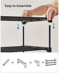 Songmics Home 10 Tier Shoe Shelf with Metal Frame & Non-Woven Fabric Shelves, Black