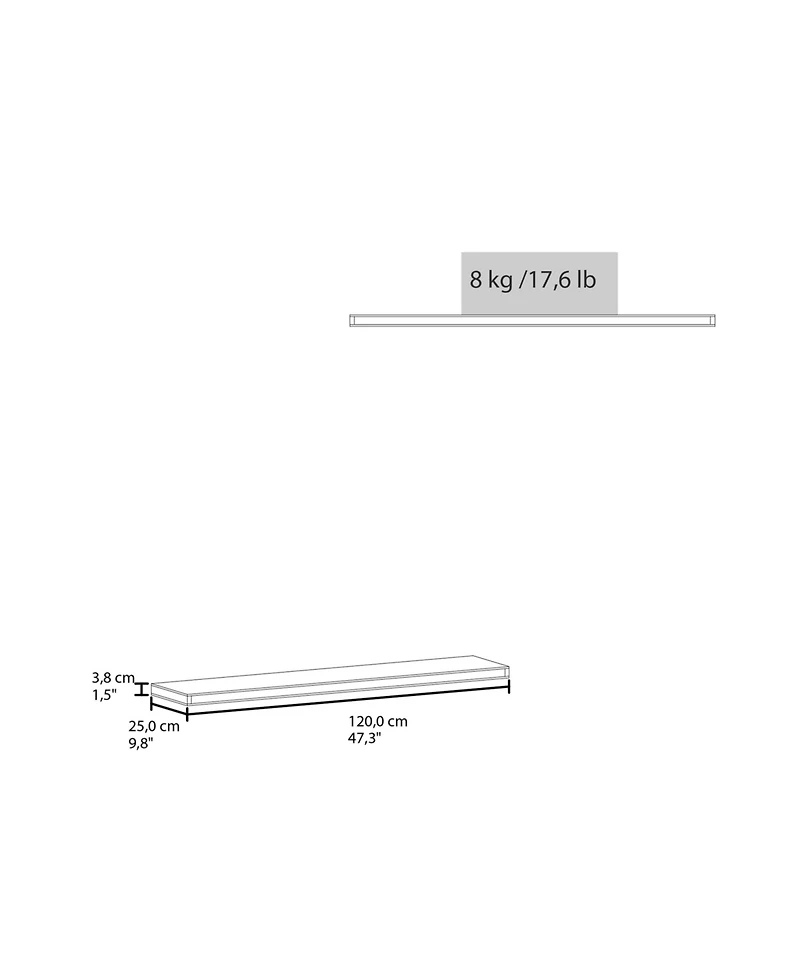Fm Furniture Greer Floating Shelf in Melamine x2, Pine