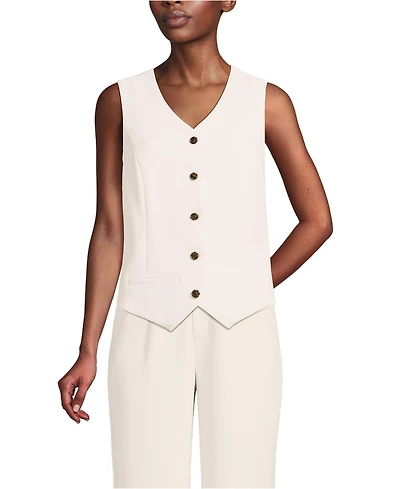 Lands' End Women's Crepe Button Front Vest