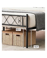 gaomon Metal Platform Bed Frame With Headboard And Footboard, Heart Shaped Bed Frame, 12.2 Inch Under Bed Storage, Steel Slat Support, No Box Spring N