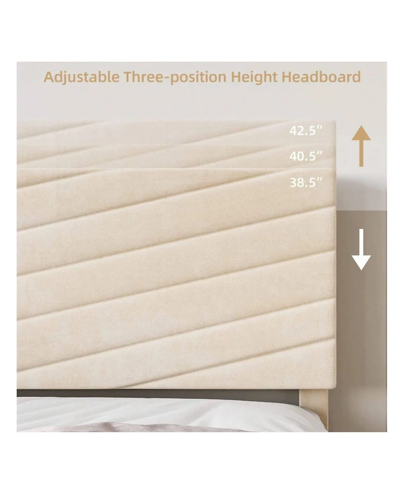 gaomon Full/Queen/King Upholstered Bed Frame, Velvet Frame Queen With Adjustable Headboard, Platform And Noise-Free, No