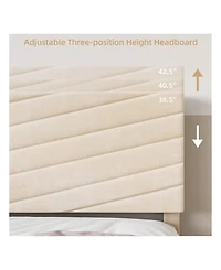 gaomon Full/Queen/King Upholstered Bed Frame, Velvet Frame Queen With Adjustable Headboard, Platform And Noise-Free, No