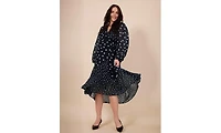 Motherhood Maternity Woven Wrap Long Sleeve Midi Dress