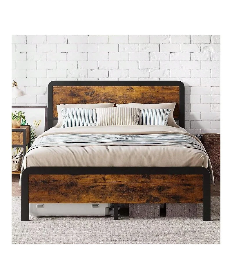 gaomon Twin/Full/Queen Platform Bed Frame With Wooden Headboard And Footboard, Sturdy Metal Slat Support, Mattress Base