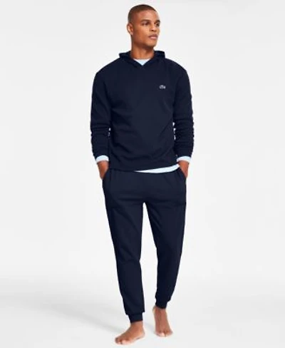 Lacoste Mens Thermal Sleep Waffle Hoodie Straight Fit Knit Joggers Large Croc Thermal Sleep Shirt