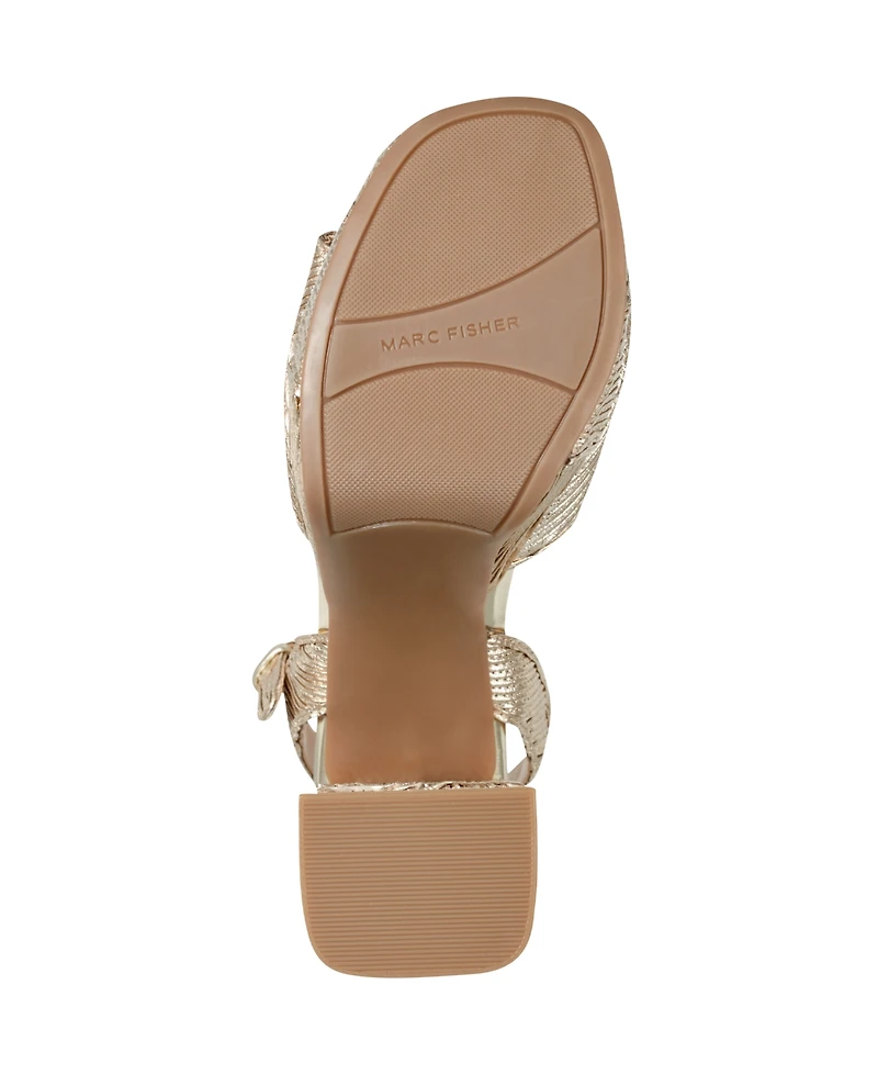 Marc Fisher Women's Seleny Metallic High Block Heel Platform Sandals