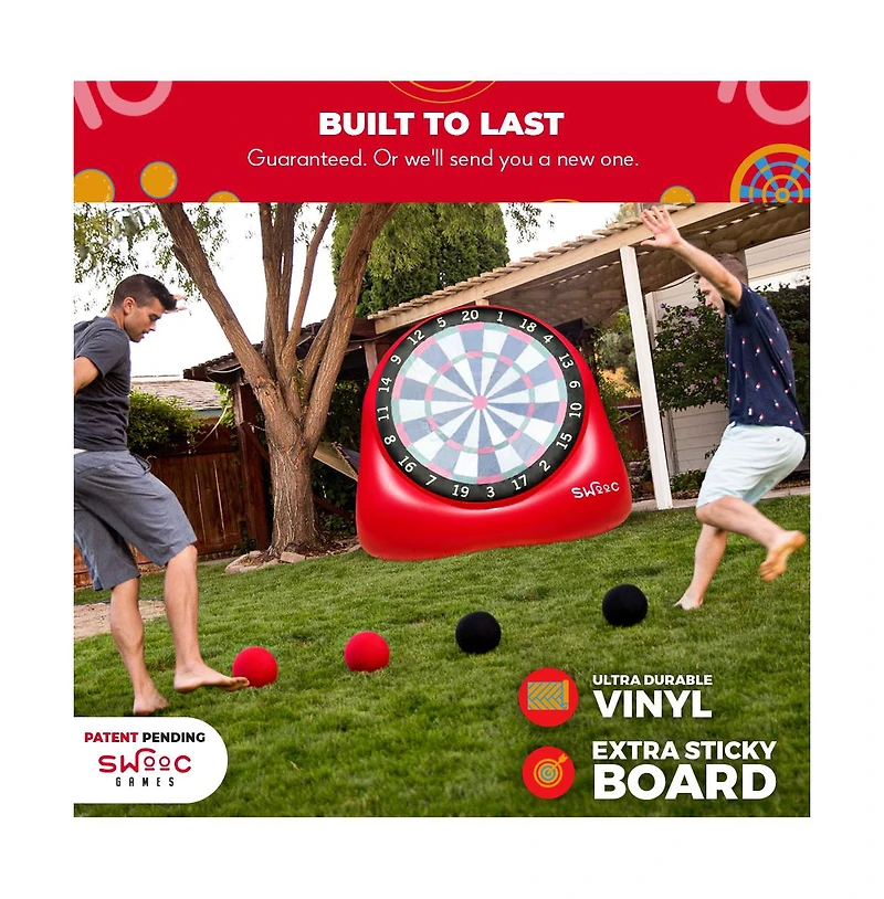 Giant Kick Darts (Over 6 ft. Tall) with Over 15 Games Included - Giant Inflatable Outdoor Dartboard with Soccer Balls