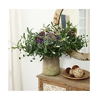 LuxenHome Rustic Ginger Root Brown Cement 11-Inch Tall Indoor and Outdoor Cylinder Vase