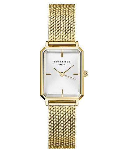Rosefield Octagon Women's Gold Tone Stainless Steel Mesh Bracelet Watch 24mm