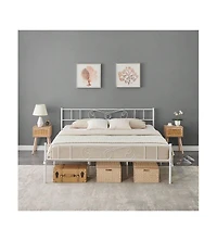 gaomon Metal Platform Bed Frame With Headboard And Footboard, Steel Slat Support Mattress Foundation