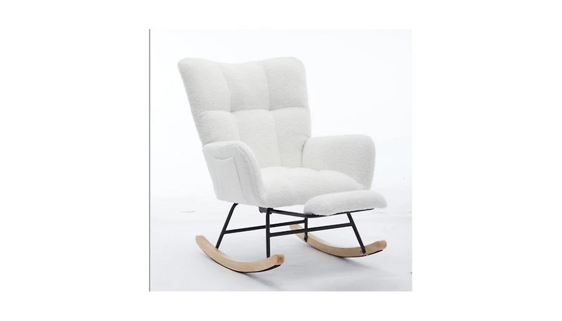 Streamdale Modern Nursery Rocking Chair w/ High Backrest (White)