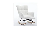 Streamdale Modern Nursery Rocking Chair w/ High Backrest (White)