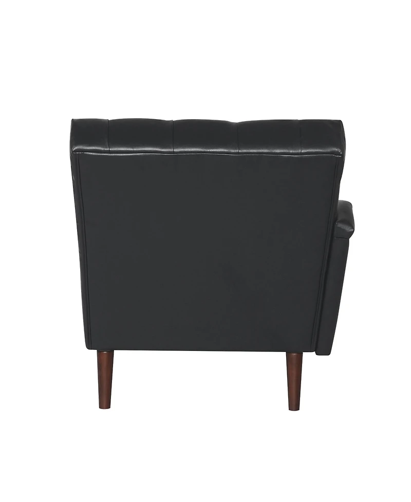 Streamdale Black Tufted Chaise Lounge with Pillow and Wood Legs