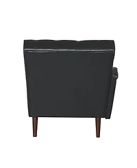 Streamdale Black Tufted Chaise Lounge with Pillow and Wood Legs