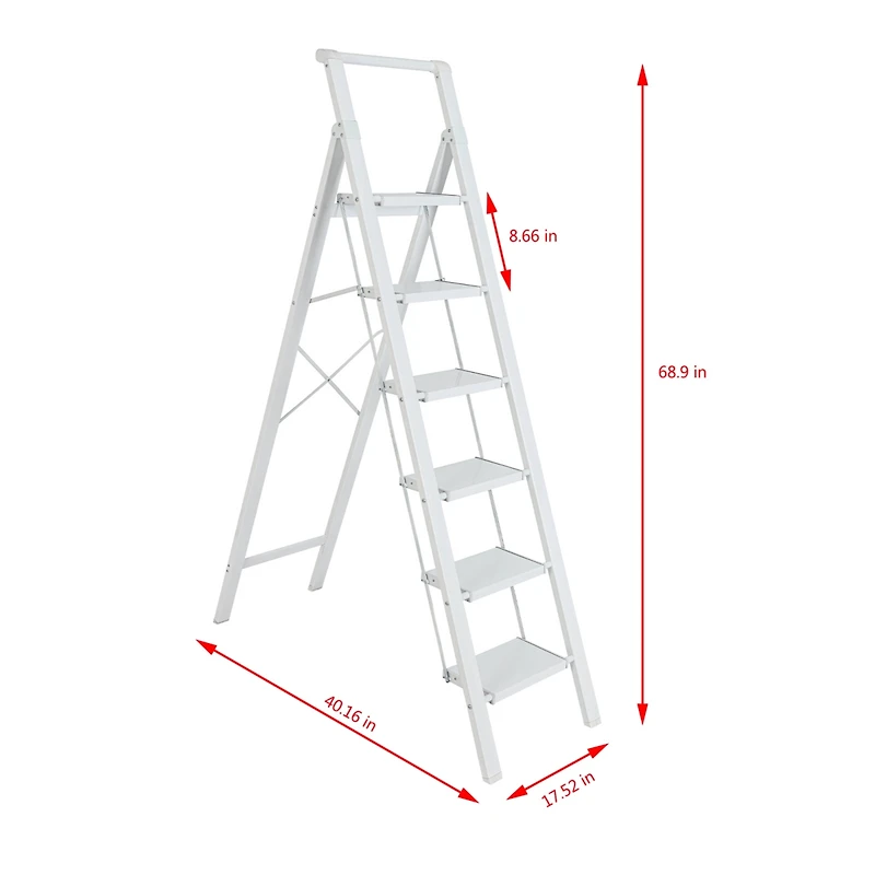 6 Step Stool Folding Step Stool with Handrails, Sturdy Step Stool for Adult, Gorilla Ladders 500LBS Capacity Sturdy& Portable Ladder for Home Kitchen