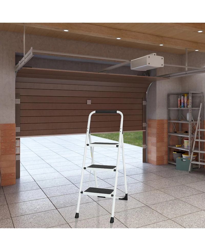 3 Step Ladder Portable Folding Ladder Stool for Adults with Wide Anti-Slip Pedal
