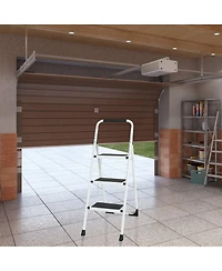 3 Step Ladder Portable Folding Ladder Stool for Adults with Wide Anti-Slip Pedal