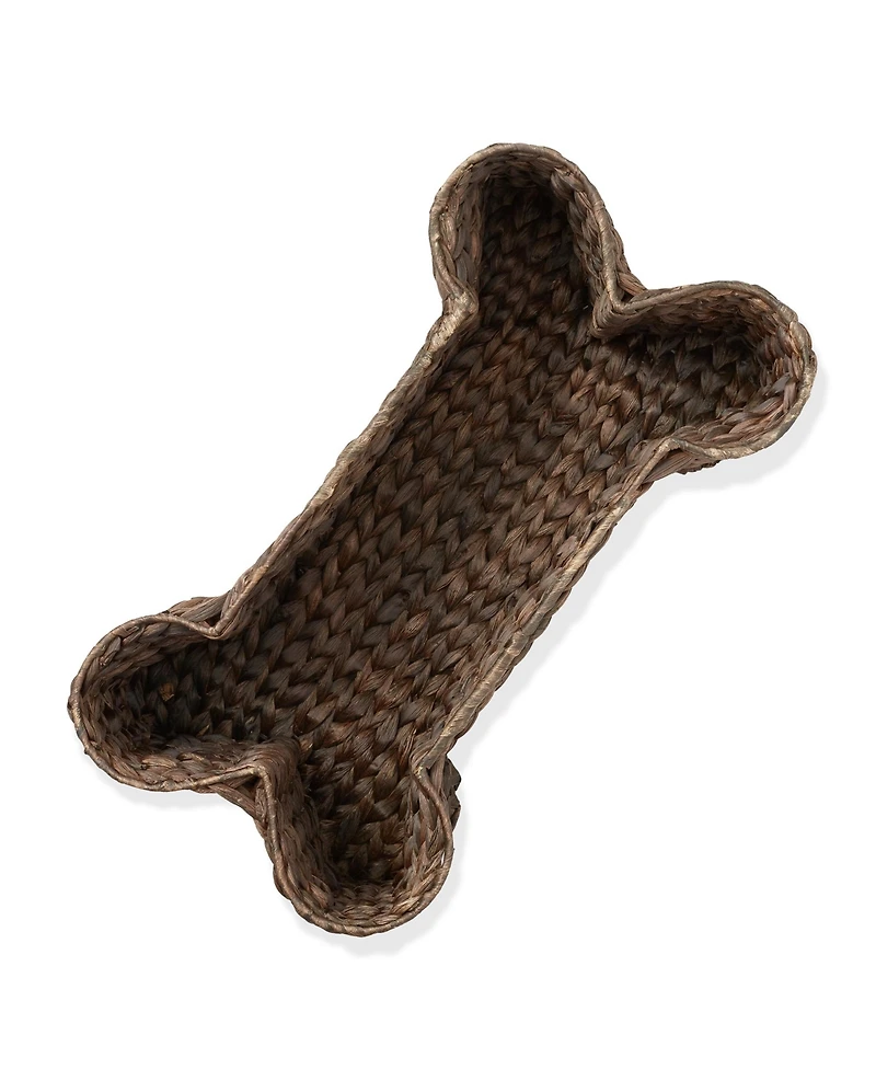 Casafield Dog Bone Shaped Storage Basket - Natural, Large Water Hyacinth Pet Toy Bin Organizer