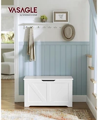 Songmics Home Farmhouse Style Storage Chest with 2 Safety Hinges, Ideal for Entryway, Bedroom, Living Room, Cloud White