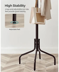 Songmics Home Freestanding Tree-Shaped Coat Rack with 4 Legs & 12 Hooks, Coffee Brown