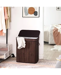Songmics Home 26.5 Gallon Laundry Hamper with Lid and Handles, Dove Grey