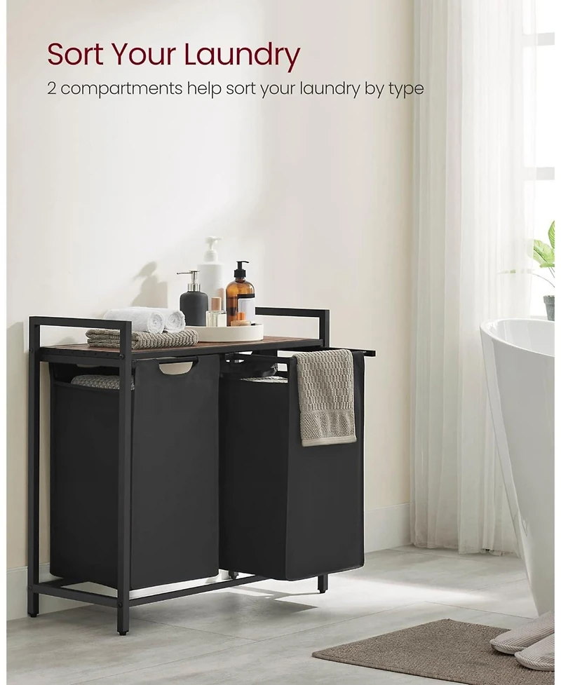 Songmics Home Laundry Hamper and Sorter, 2 pull-out & removable bags, White