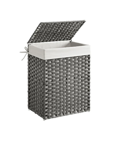 Songmics Home Wicker Laundry Hamper with Removable Liner and Lid, Goose Yellow