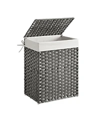 Songmics Home Wicker Laundry Hamper with Removable Liner and Lid, Goose Yellow