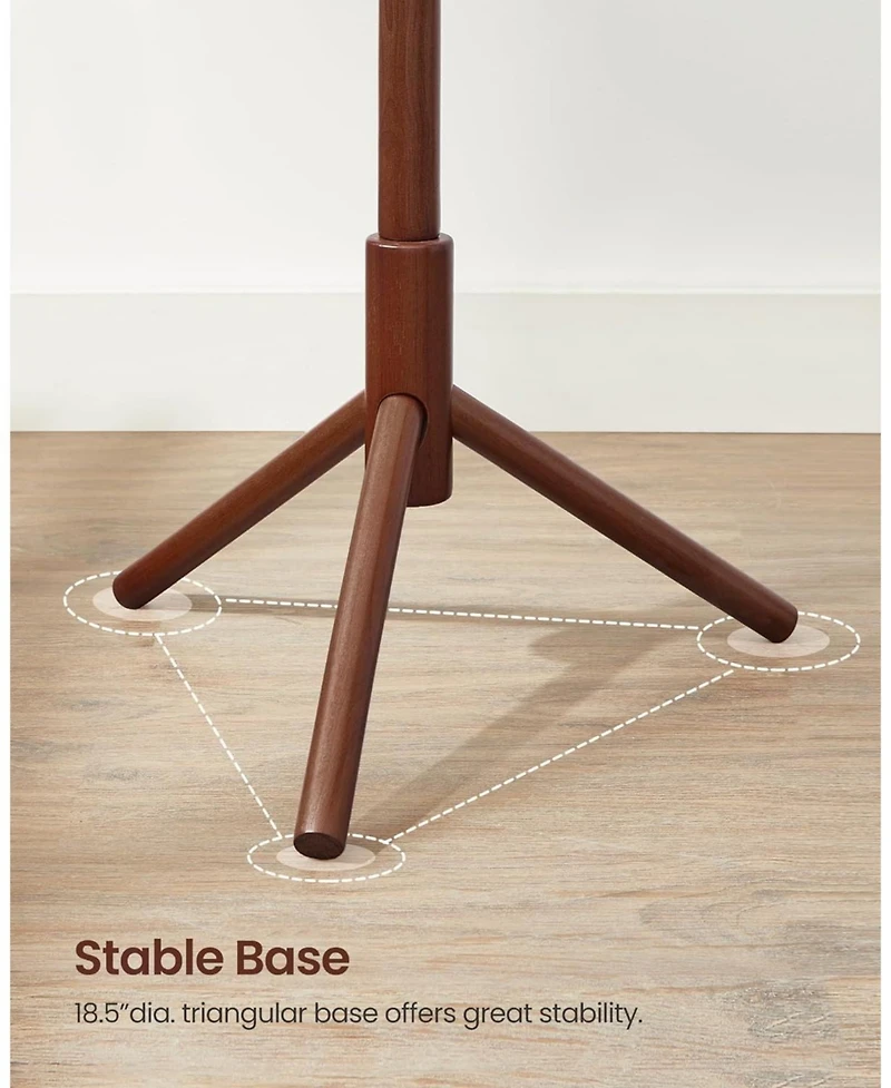 Songmics Home Solid Wood Tree-Shaped Coat Rack with 8 Hooks & 3 Height Options, Dark Walnut