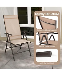 Pcs Patio Folding Dining Chair with 7-Level Adjustable High Backrest for Garden