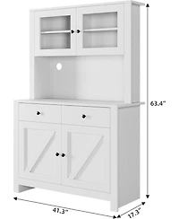 gaomon Kitchen Pantry Cabinet with Microwave Stand, Freestanding Hutch Cabinet with Buffet Cupboard,White