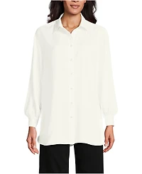 Lands' End Women's Long Sleeve Oversized Satin Buttondown Tunic