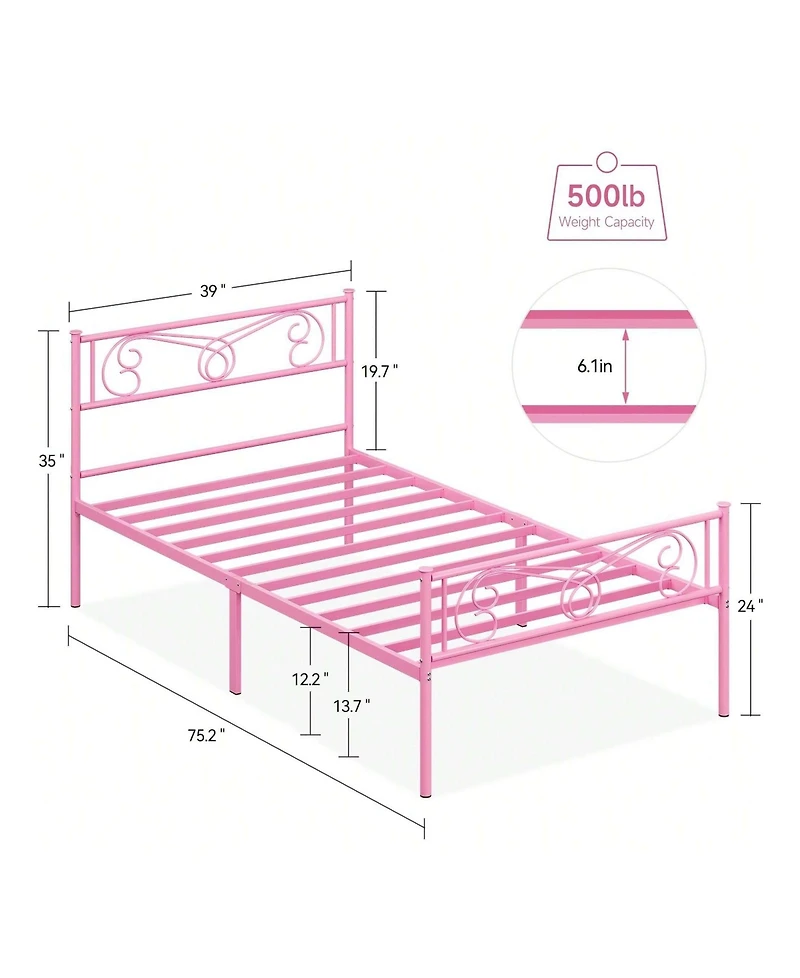 gaomon Metal Platform Bed Frame With Headboard And Footboard, Steel Slat Support And Mattress Foundation, No Box Spring Needed