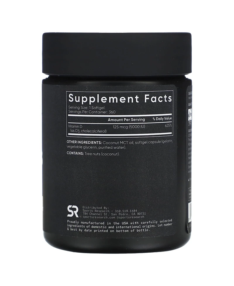 Sports Research Vitamin D3 125 mcg (5 000 Iu)