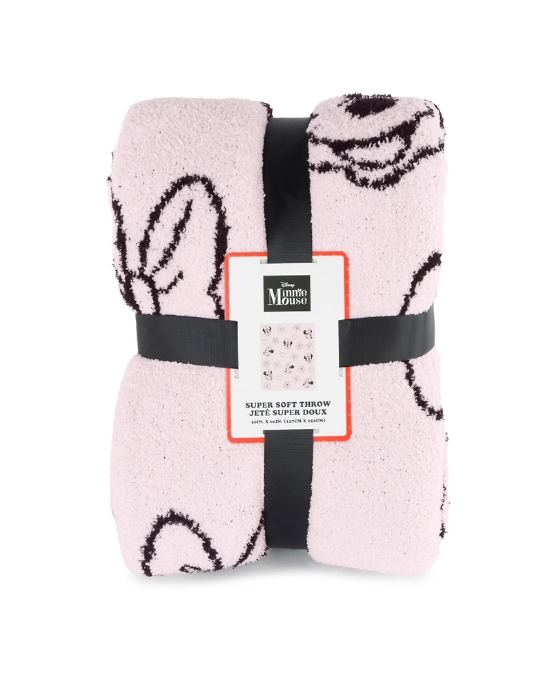 Saturday Park Minnie Mouse Rosy Bows 50x60 Feather Knit Throw Blanket