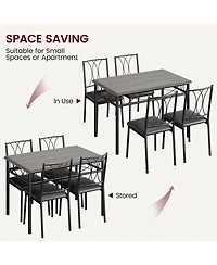 gaomon Dining Table Set for 4, Kitchen Table and Chairs, Dining Room Table Set with 4 Upholstered Chairs,Kitchen Table Set,Grey