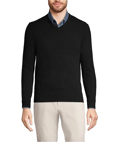 Lands' End Men's Tall Fine Gauge Cashmere V-neck Sweater